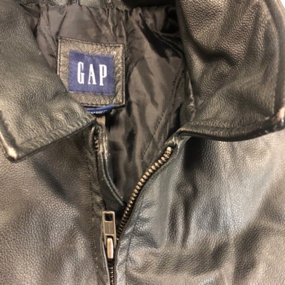 Black Gap Leather coat - Kids Large Size 10 - Picture 3 of 8